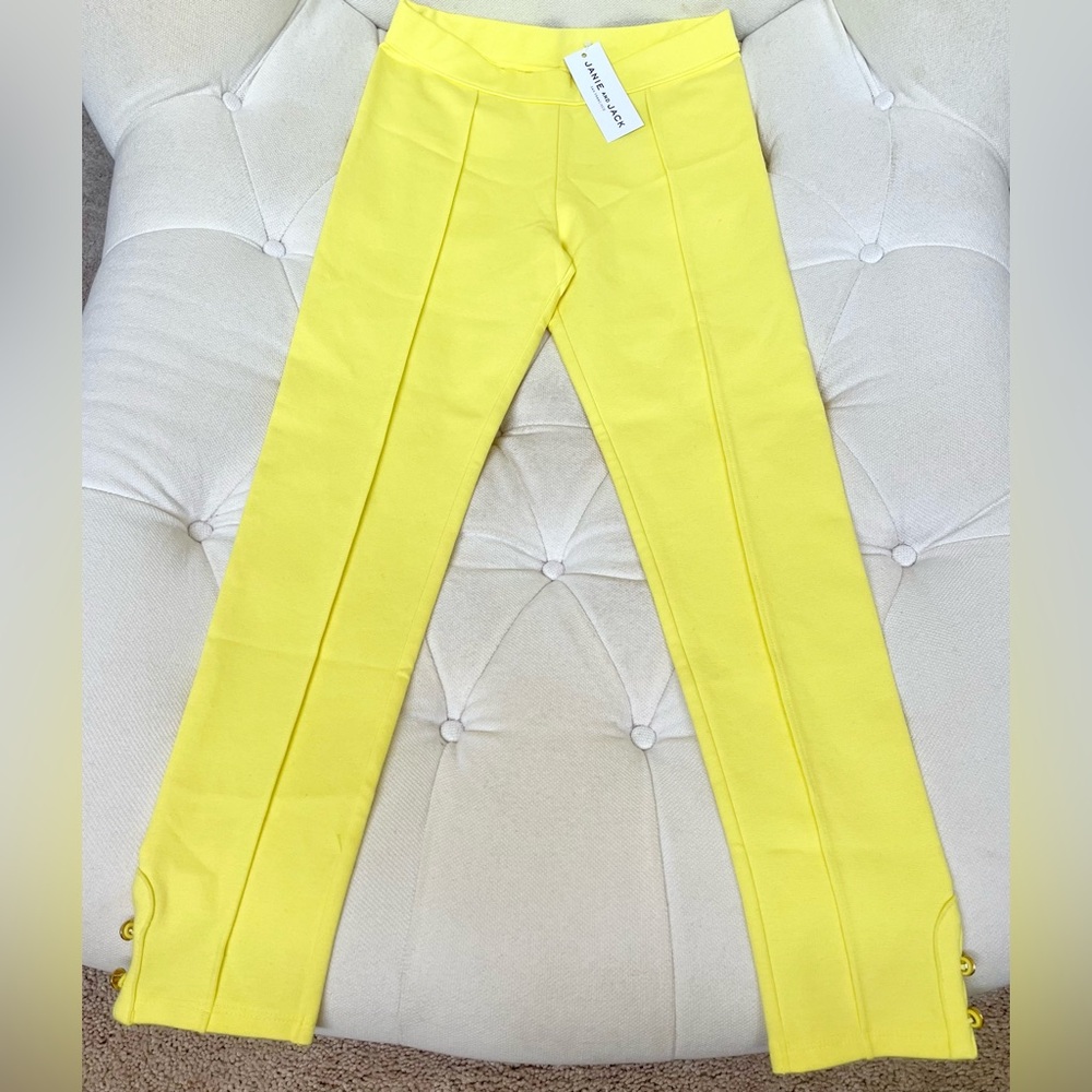 Janie and Jack yellow Button Cuff Ponte Pant